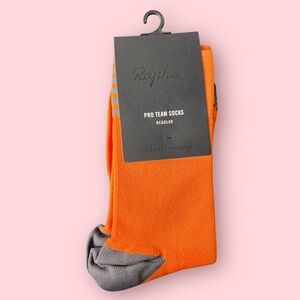 Rapha Men’s Pro Team Cycling Logo Socks (Orange / Gray)